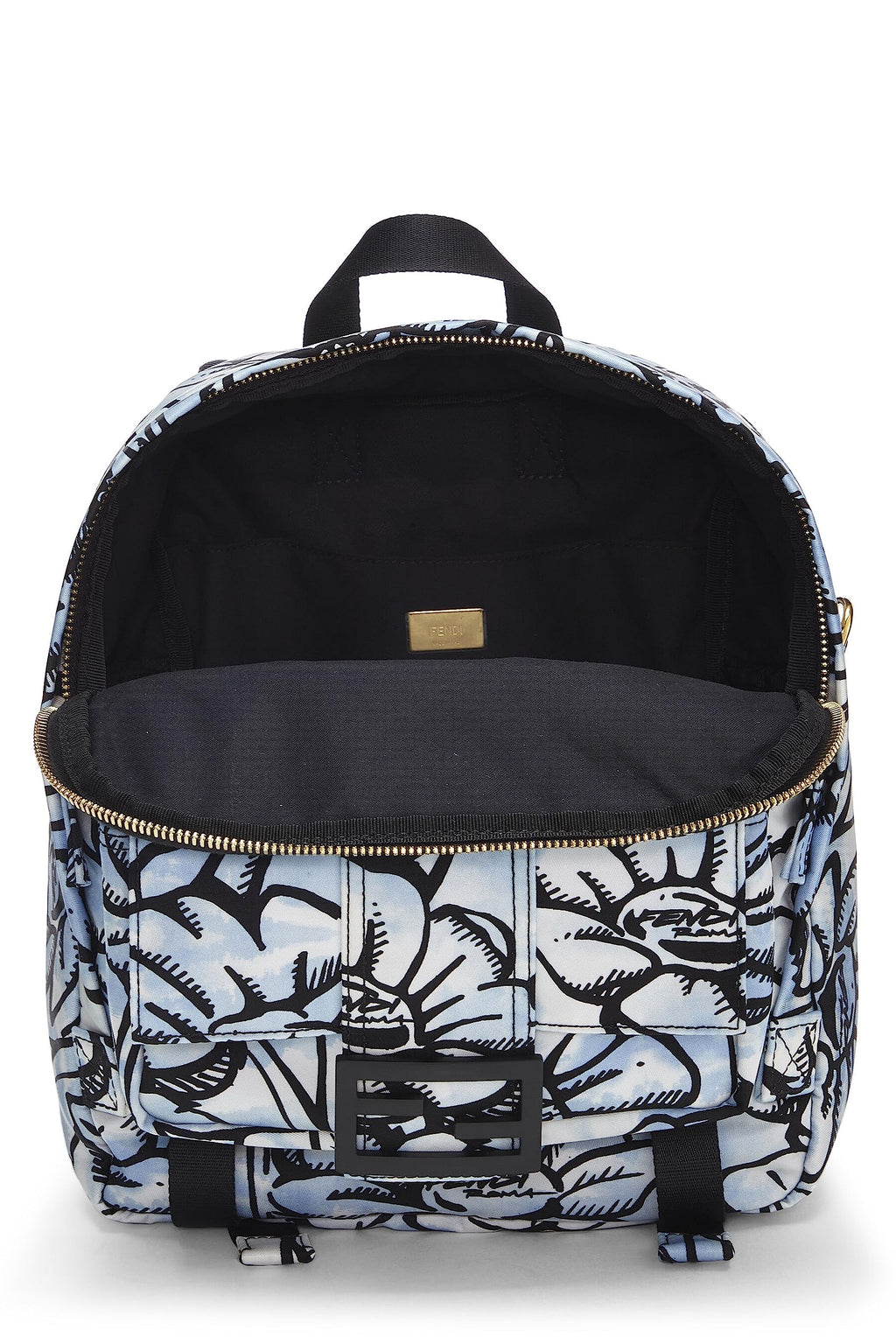 Fendi,  Blue & Black Nylon Printed Backpack Small, Multi