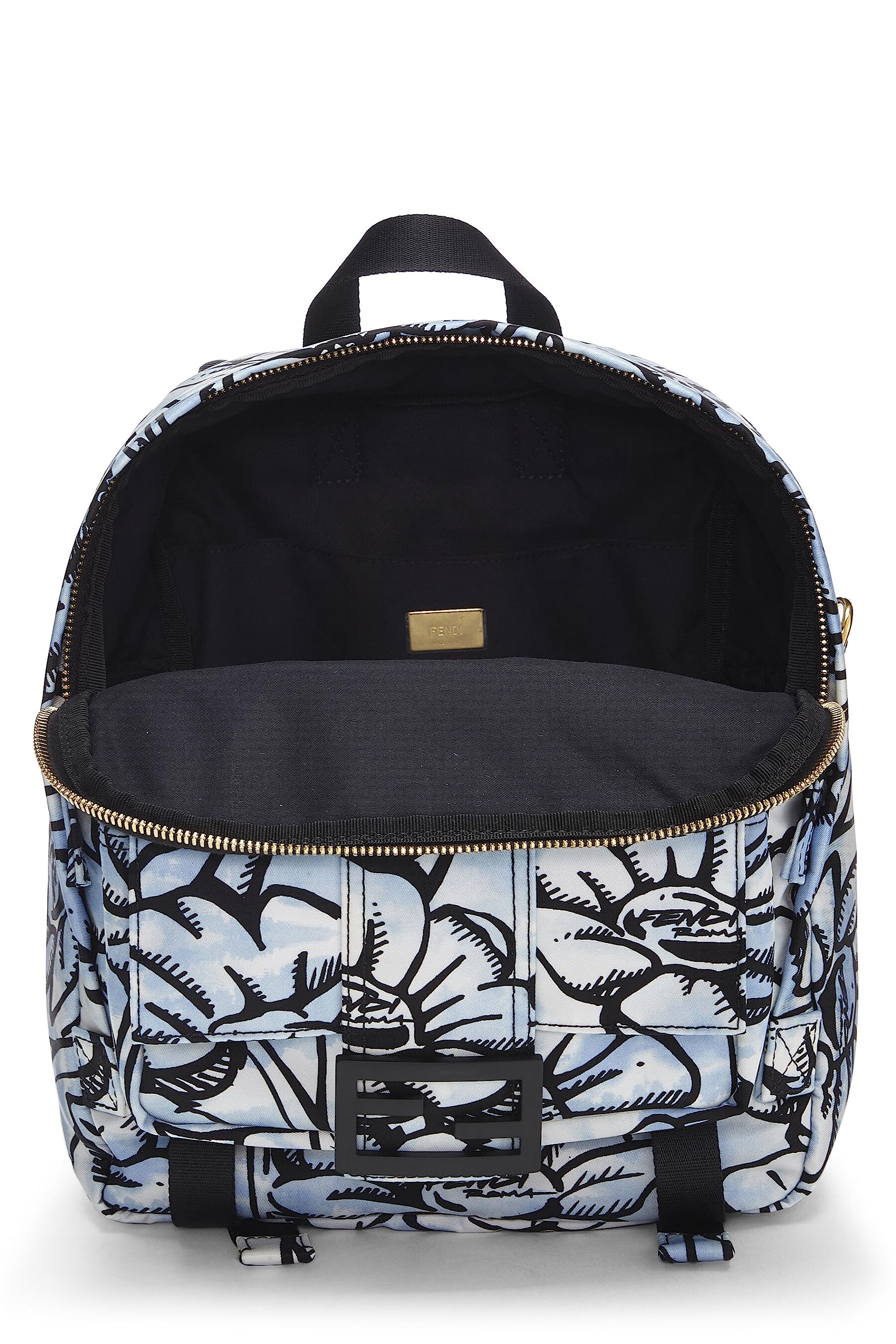 Fendi,  Blue & Black Nylon Printed Backpack Small, Multi