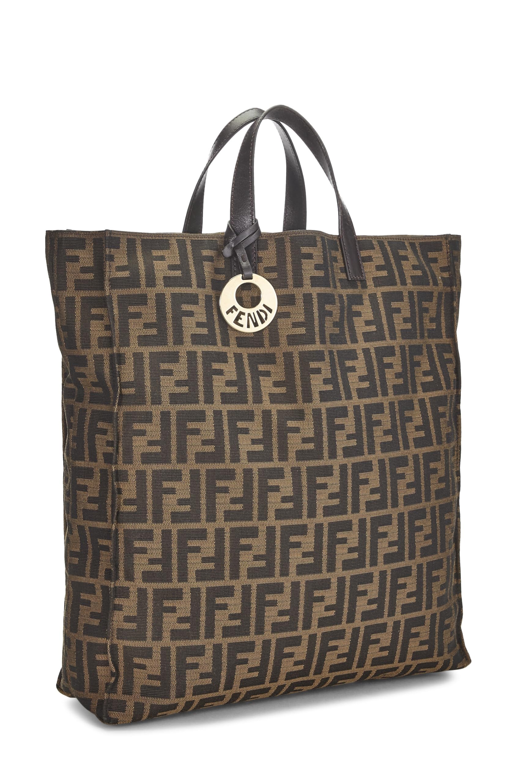 Fendi,  Brown Zucca Canvas Vertical Tote, Brown