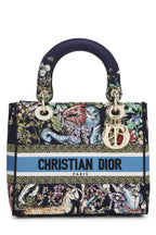 Dior,  Navy Embroidered Canvas Lady D-Lite Medium, Multi