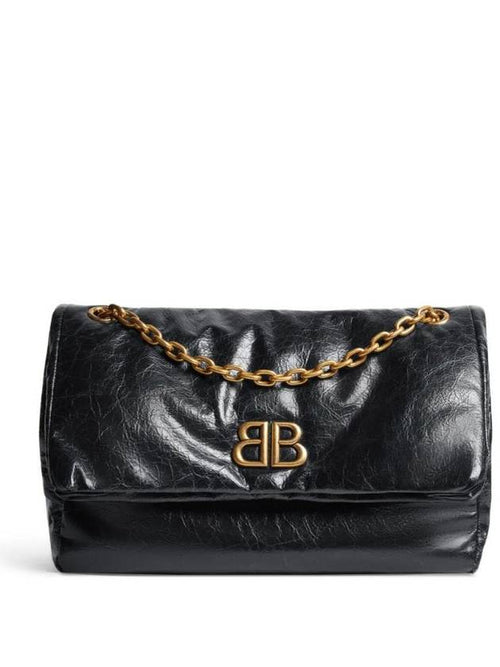 Balenciaga Monaco Chain Strap Shoulder Bag Black