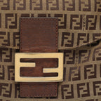 Fendi Beige/brown Ff Zucca Canvas Forever Baguette Shoulder Bag