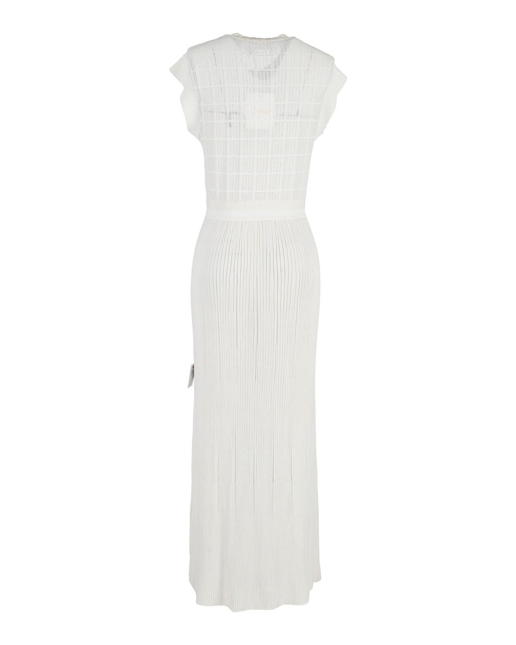 Chloe Knit Maxi Dress in White Acetate Jacquard