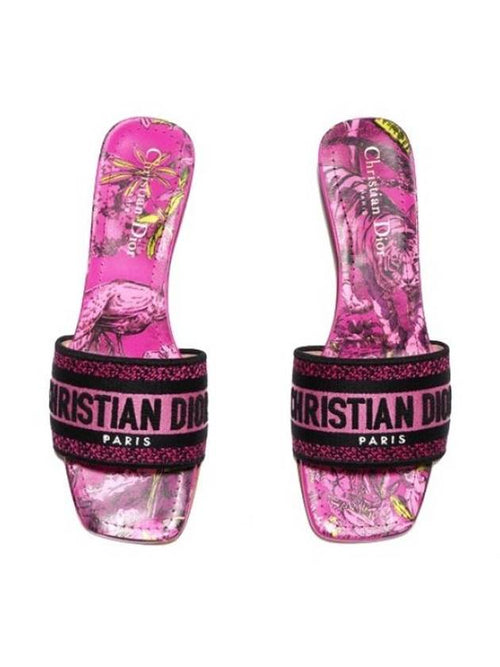 Dway Mule Heel Embroidered Cotton With Toile de Jouy Voyage Motif Pink Dior