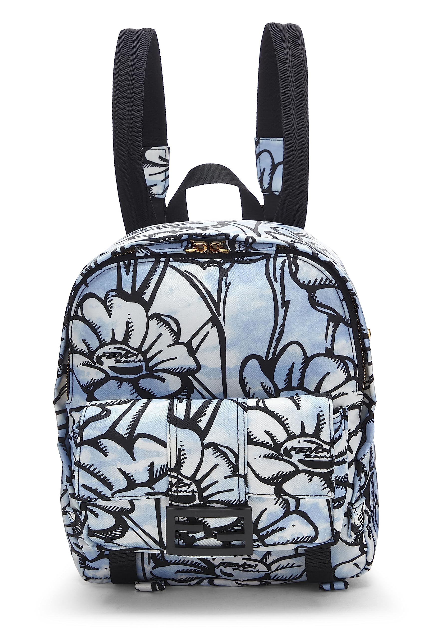 Fendi,  Blue & Black Nylon Printed Backpack Small, Multi
