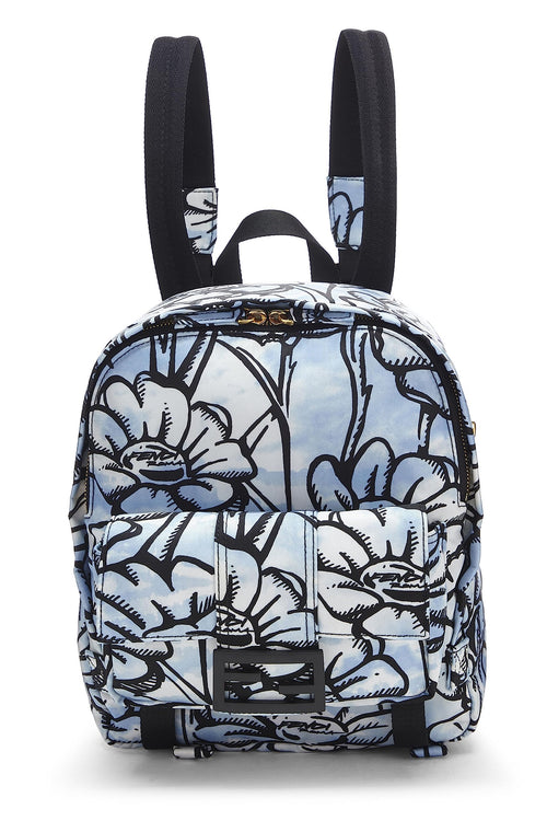 Fendi,  Blue & Black Nylon Printed Backpack Small, Multi