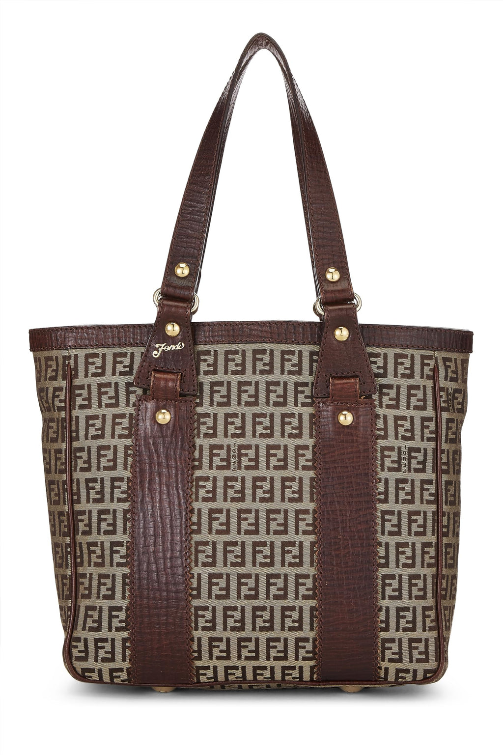 Fendi,  Brown Zucchino Canvas Tote Small, Brown