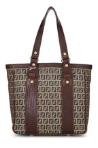 Fendi,  Brown Zucchino Canvas Tote Small, Brown