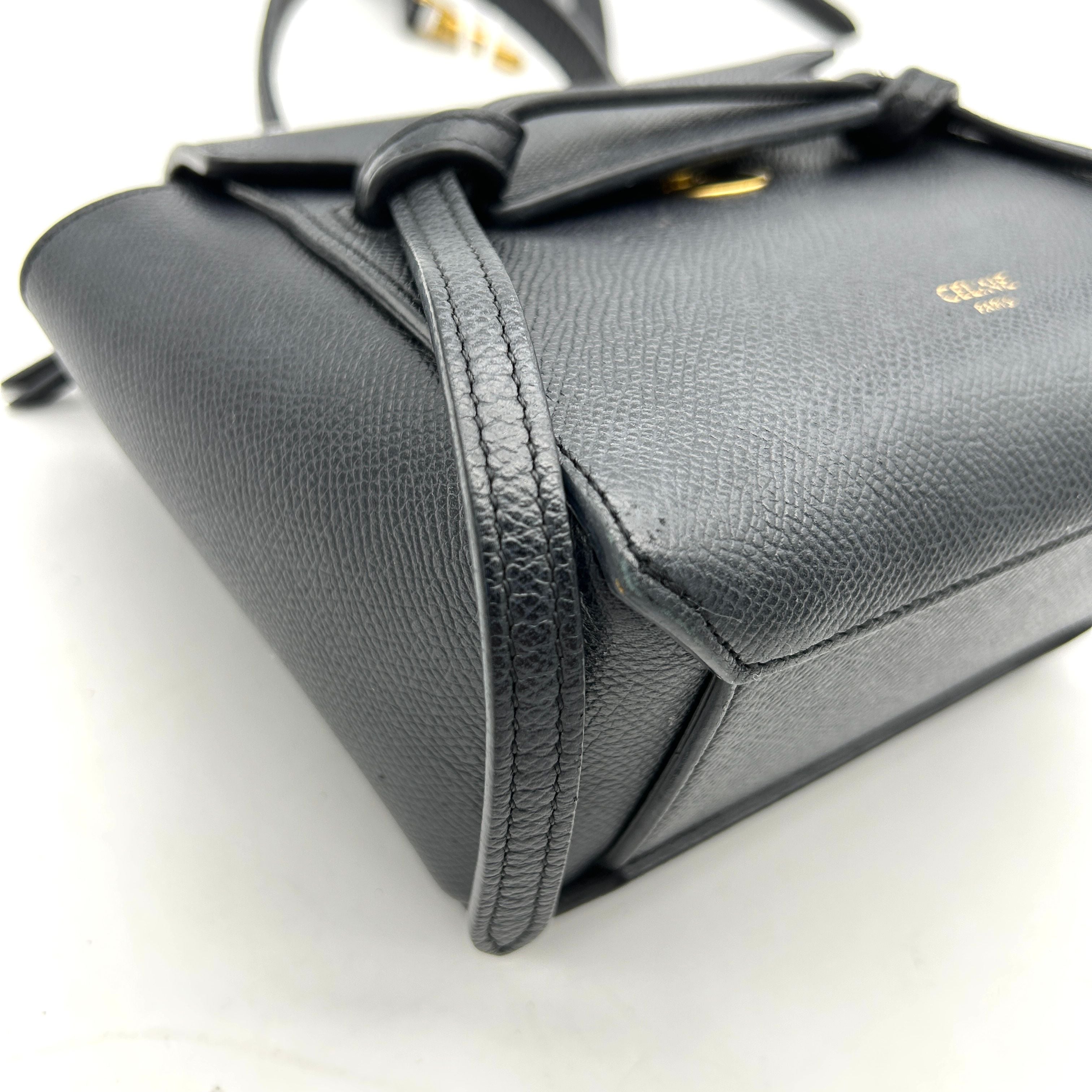 CELINE Mini Grained Calfskin Pico Belt Bag Grey LA32963