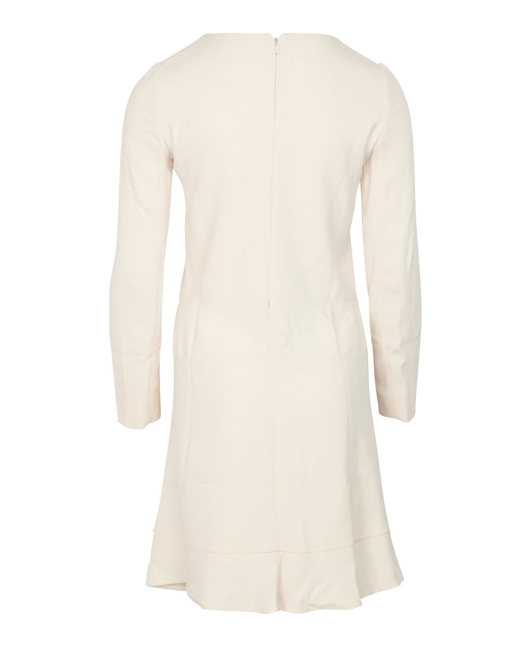 Chloe Long Sleeve Dress with Ruffle in Cream Crepe