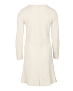 Chloe Long Sleeve Dress with Ruffle in Cream Crepe