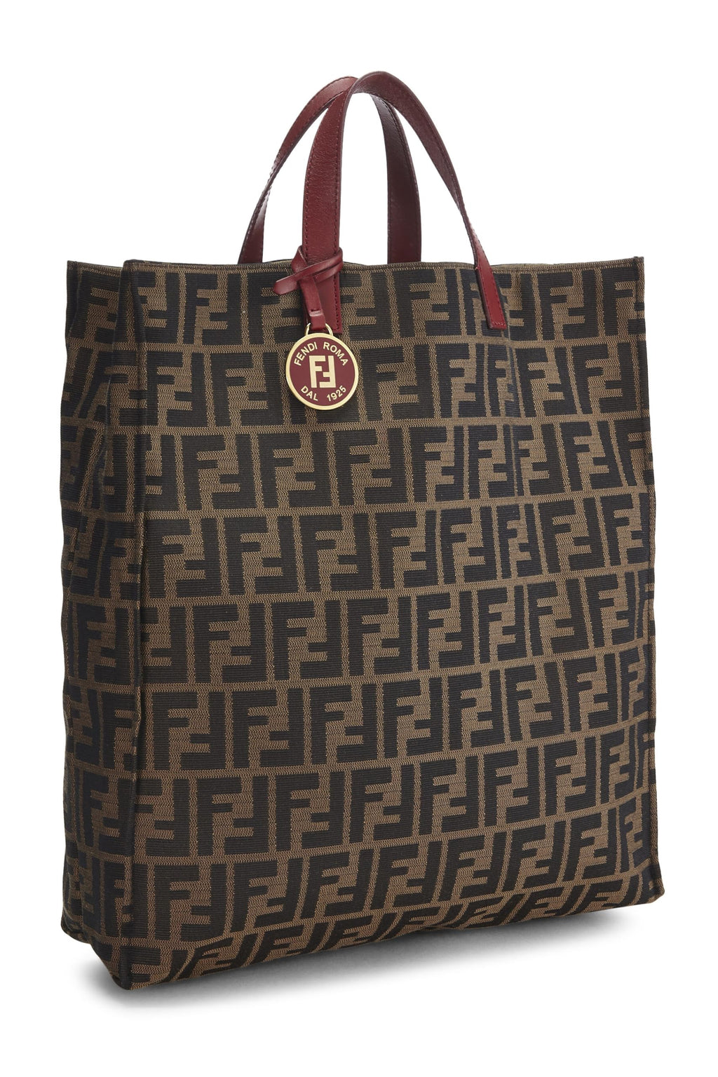 Fendi,  Brown Zucca Canvas Vertical Tote Medium, Red