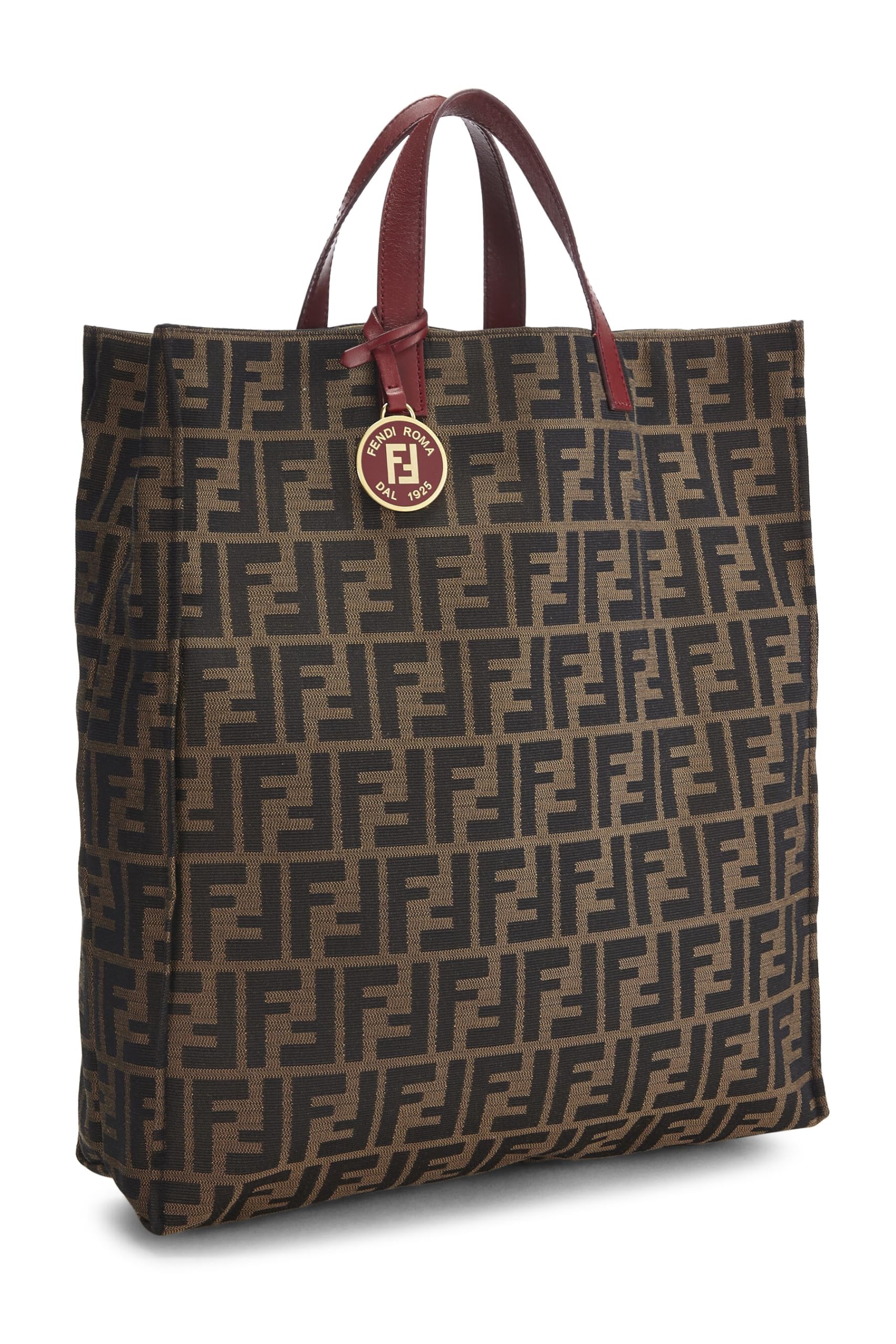 Fendi,  Brown Zucca Canvas Vertical Tote Medium, Red