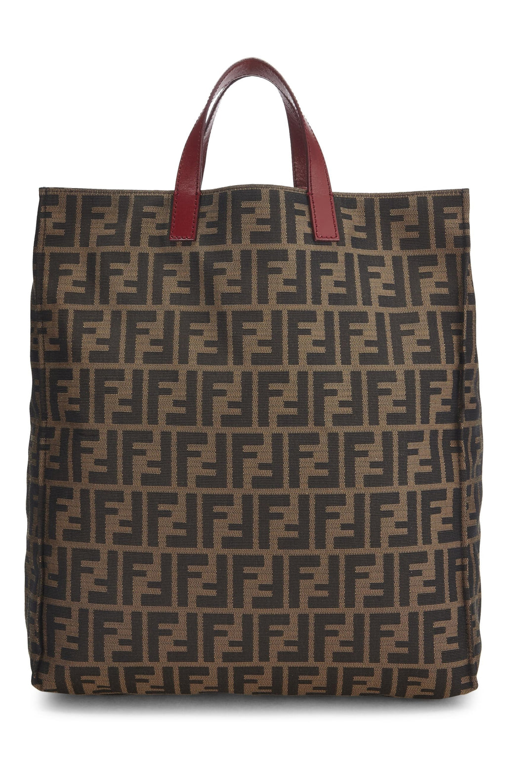 Fendi,  Brown Zucca Canvas Vertical Tote Medium, Red
