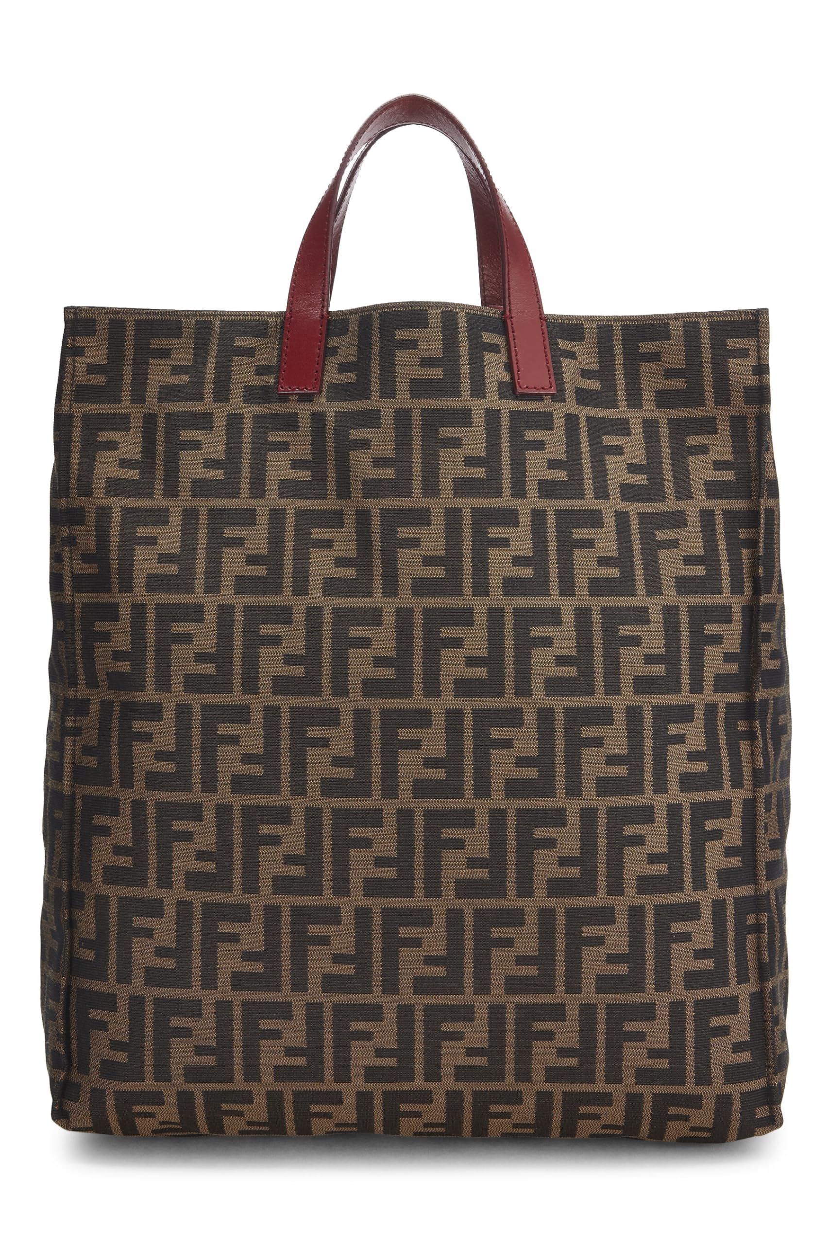 Fendi,  Brown Zucca Canvas Vertical Tote Medium, Red