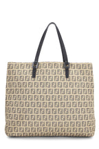 Fendi,  Beige Zucchino Canvas Tote Small, Black