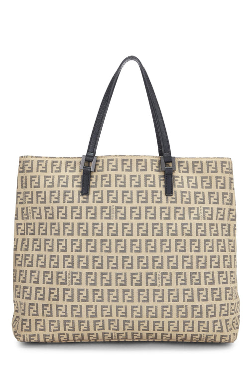 Fendi,  Beige Zucchino Canvas Tote Small, Black