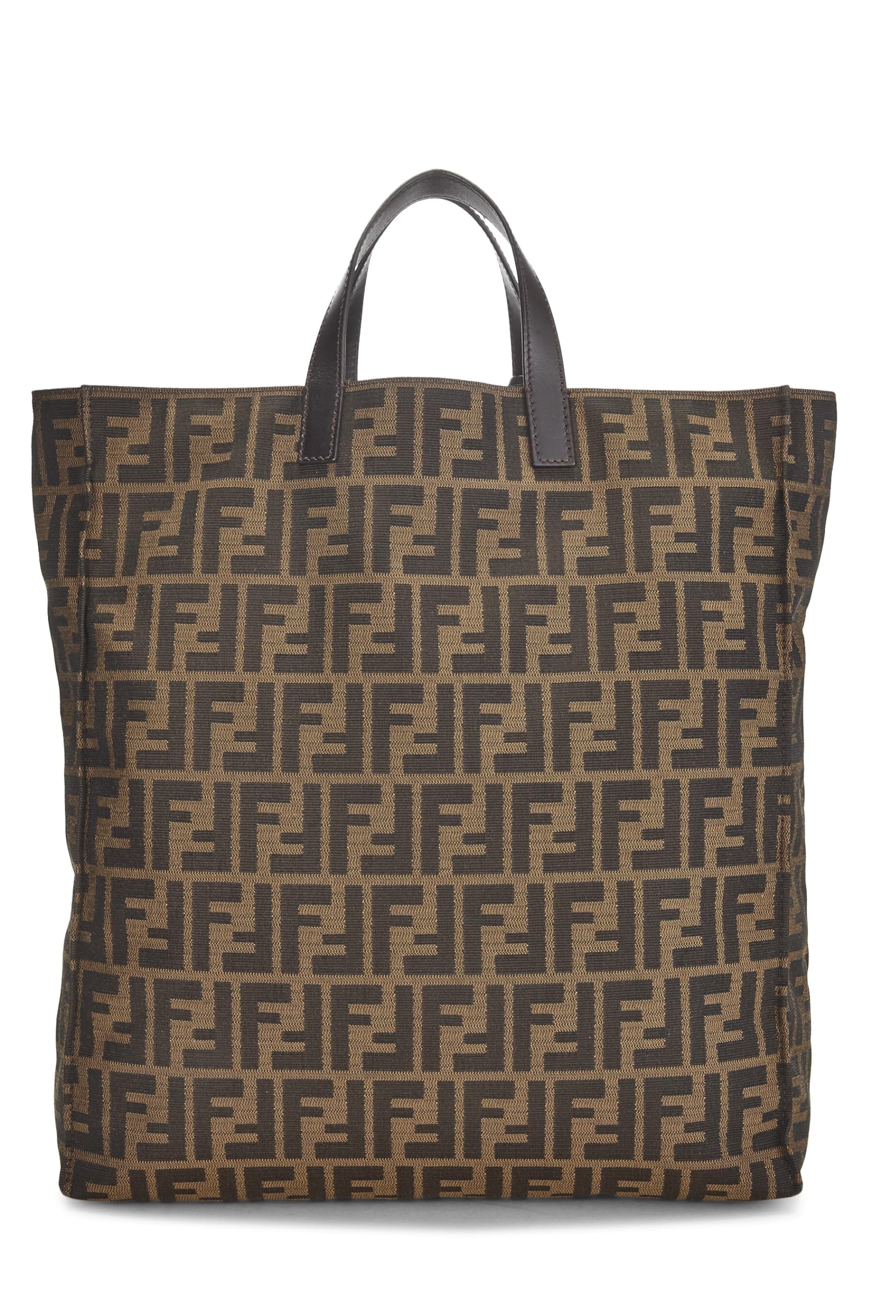 Fendi,  Brown Zucca Canvas Vertical Tote, Brown