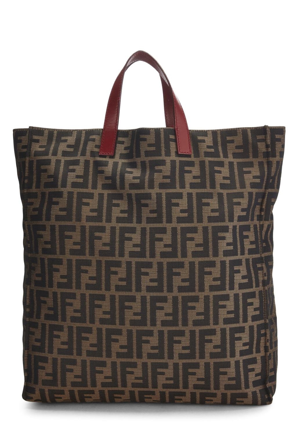 Fendi,  Brown Zucca Canvas Vertical Tote Medium, Red