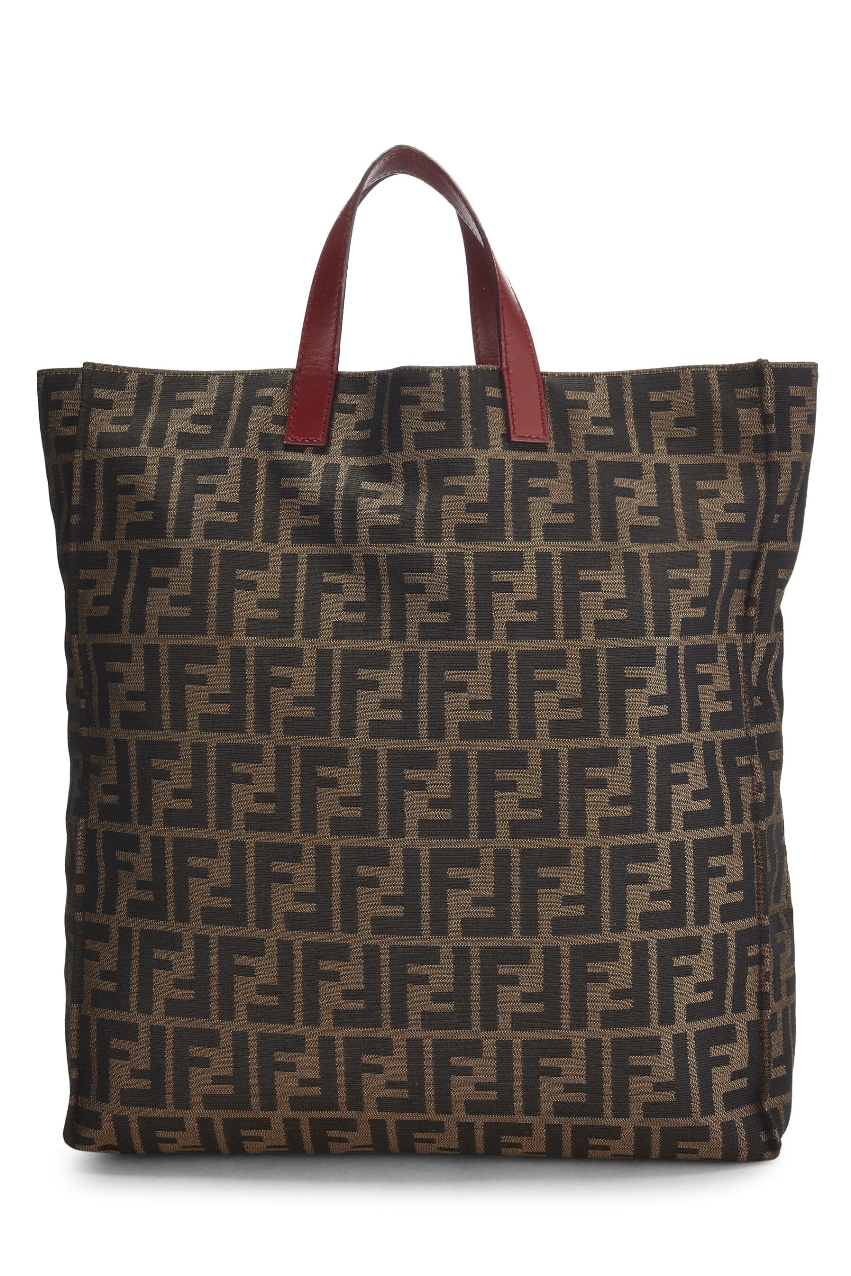 Fendi,  Brown Zucca Canvas Vertical Tote Medium, Red
