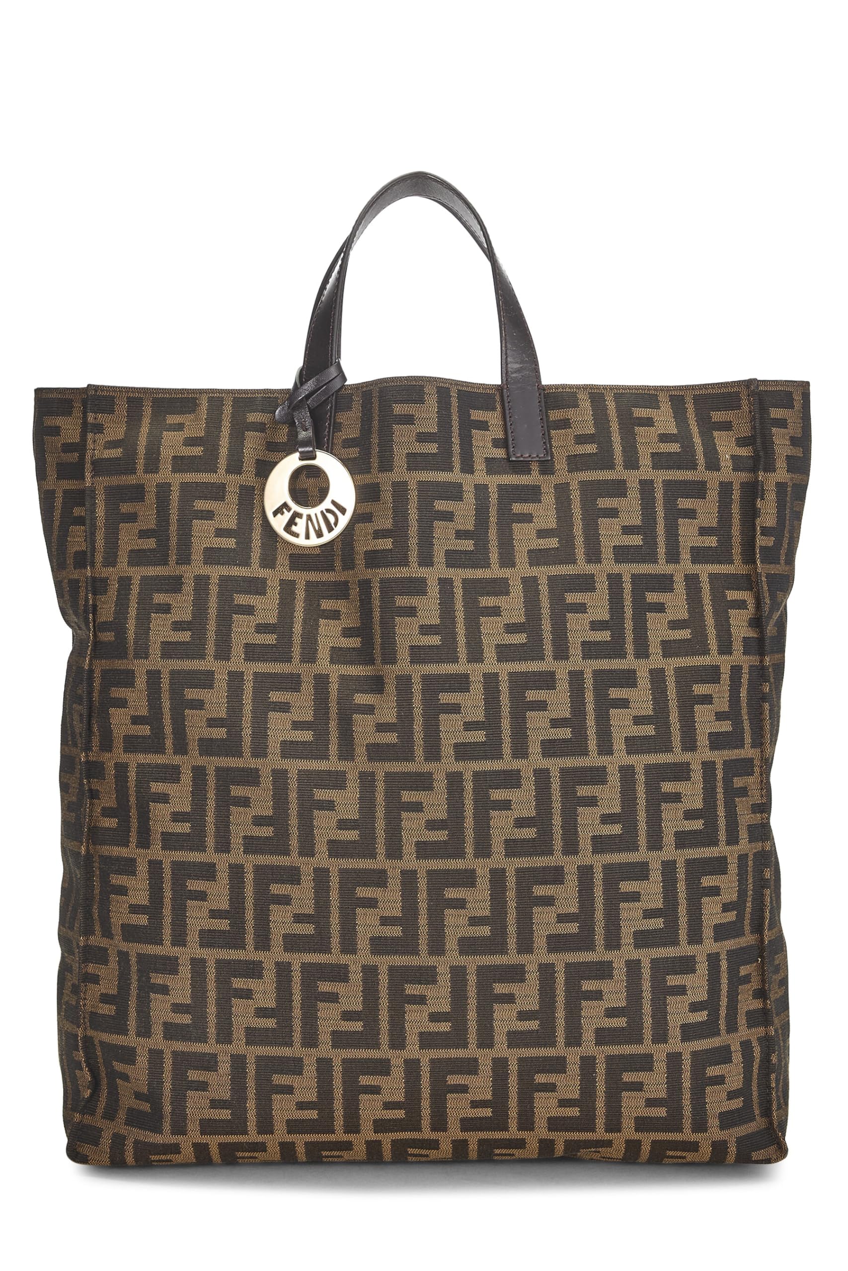 Fendi,  Brown Zucca Canvas Vertical Tote, Brown
