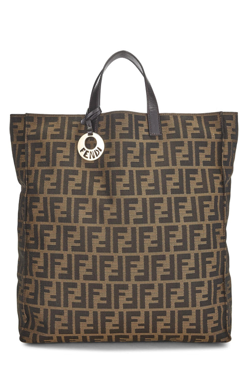 Fendi,  Brown Zucca Canvas Vertical Tote, Brown