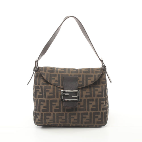 FENDI Mamma bucket Zucca One shoulder bag Canvas Leather Brown Dark brown