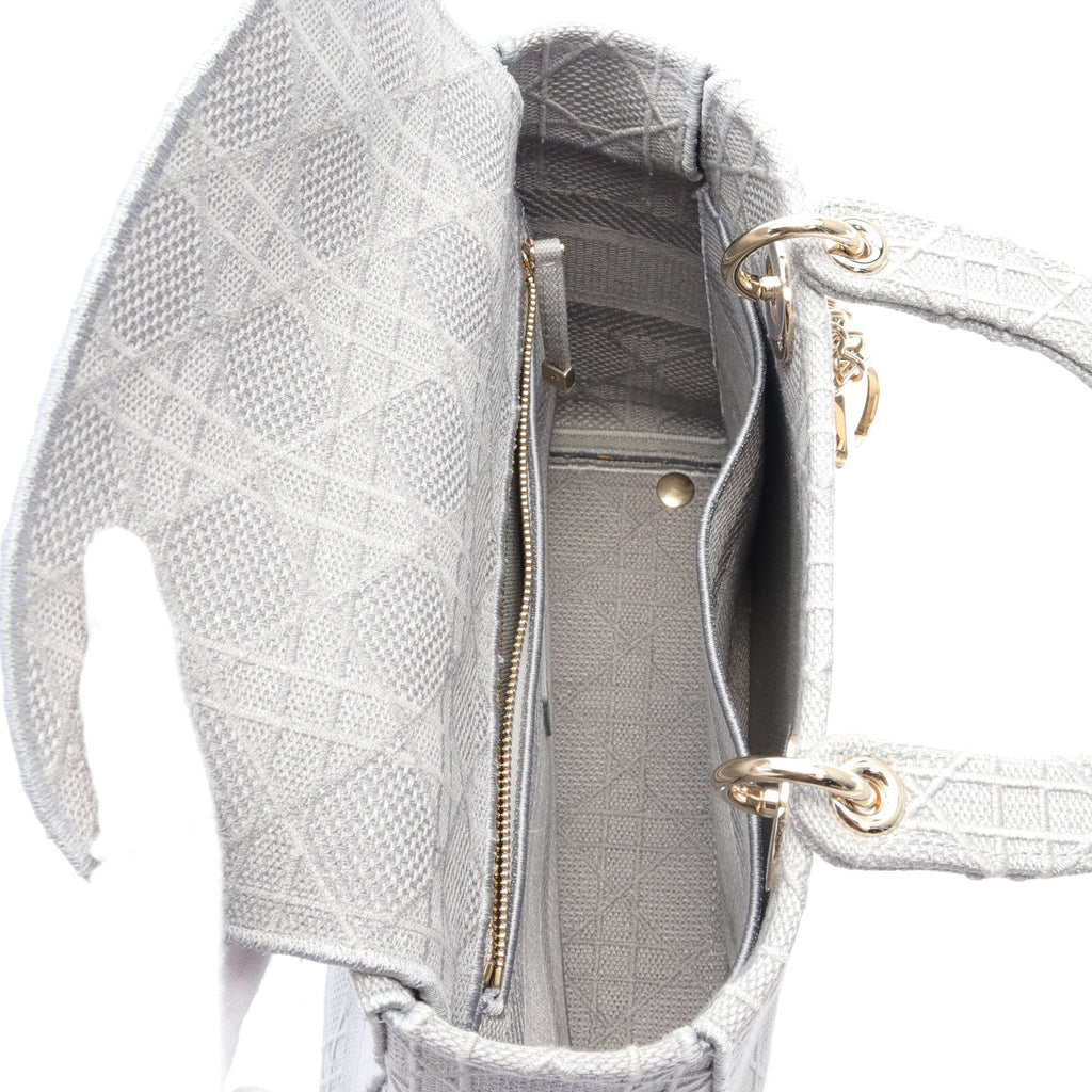 Dior LADY D-LITE Medium bag Handbag Canvas Gray 2WAY