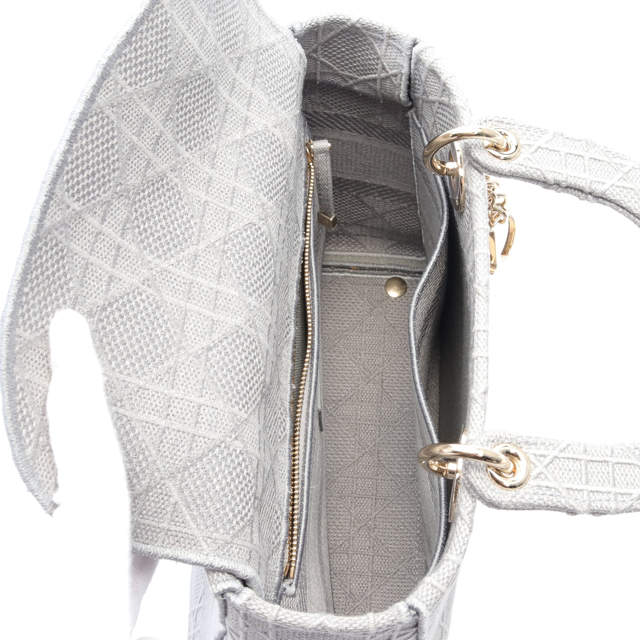 Dior LADY D-LITE Medium bag Handbag Canvas Gray 2WAY