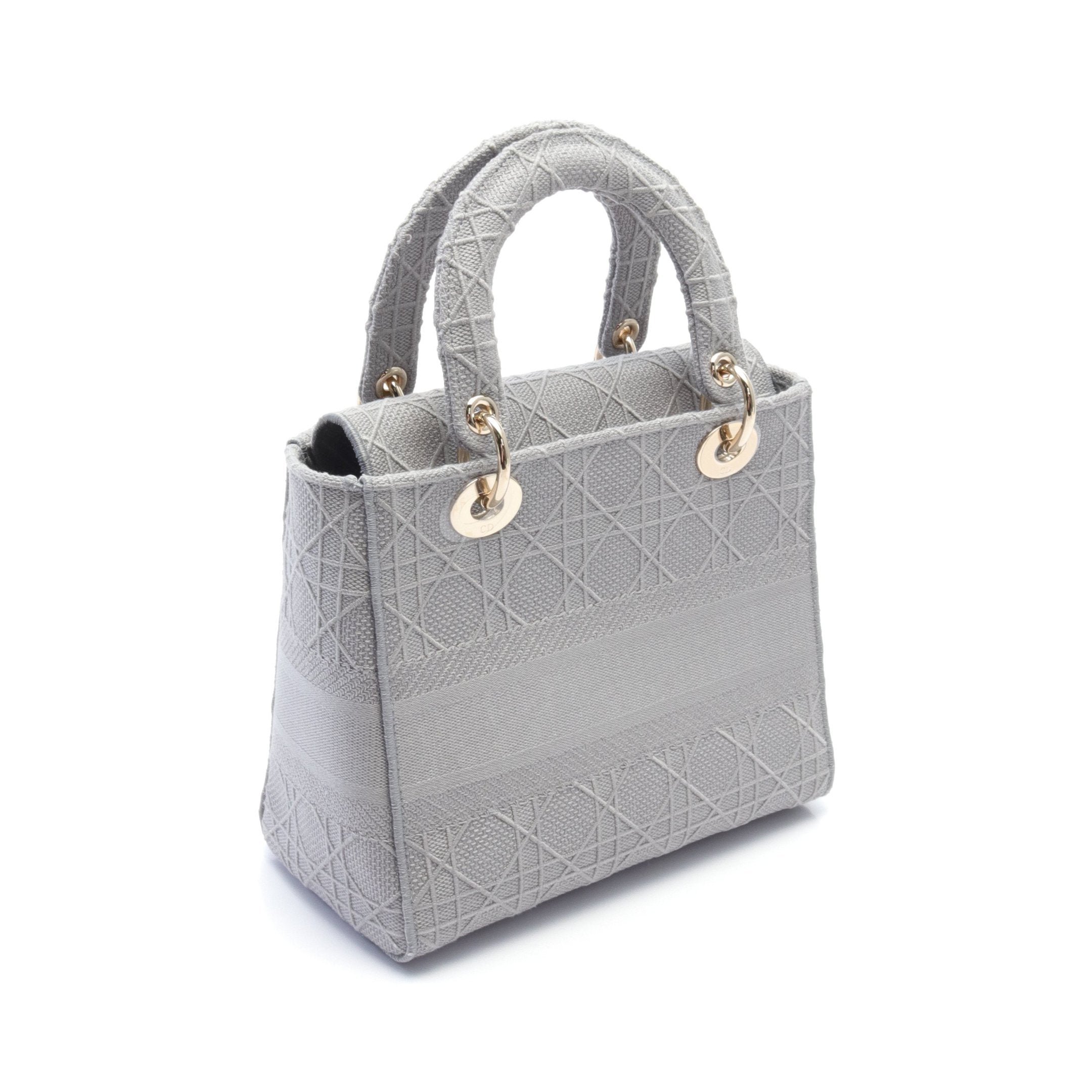Dior LADY D-LITE Medium bag Handbag Canvas Gray 2WAY