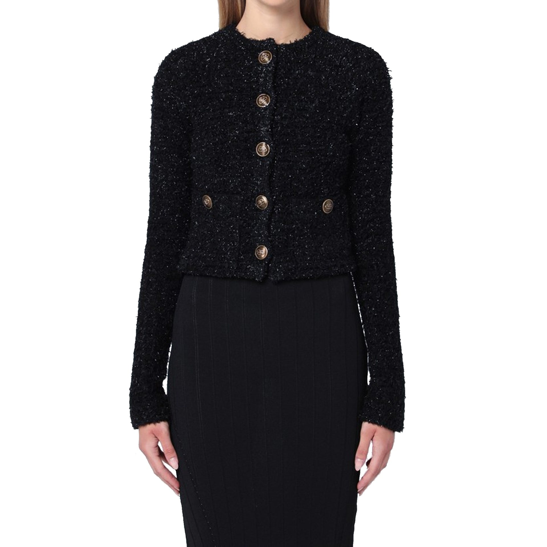 Balenciaga Crop Boucle Cardigan Women