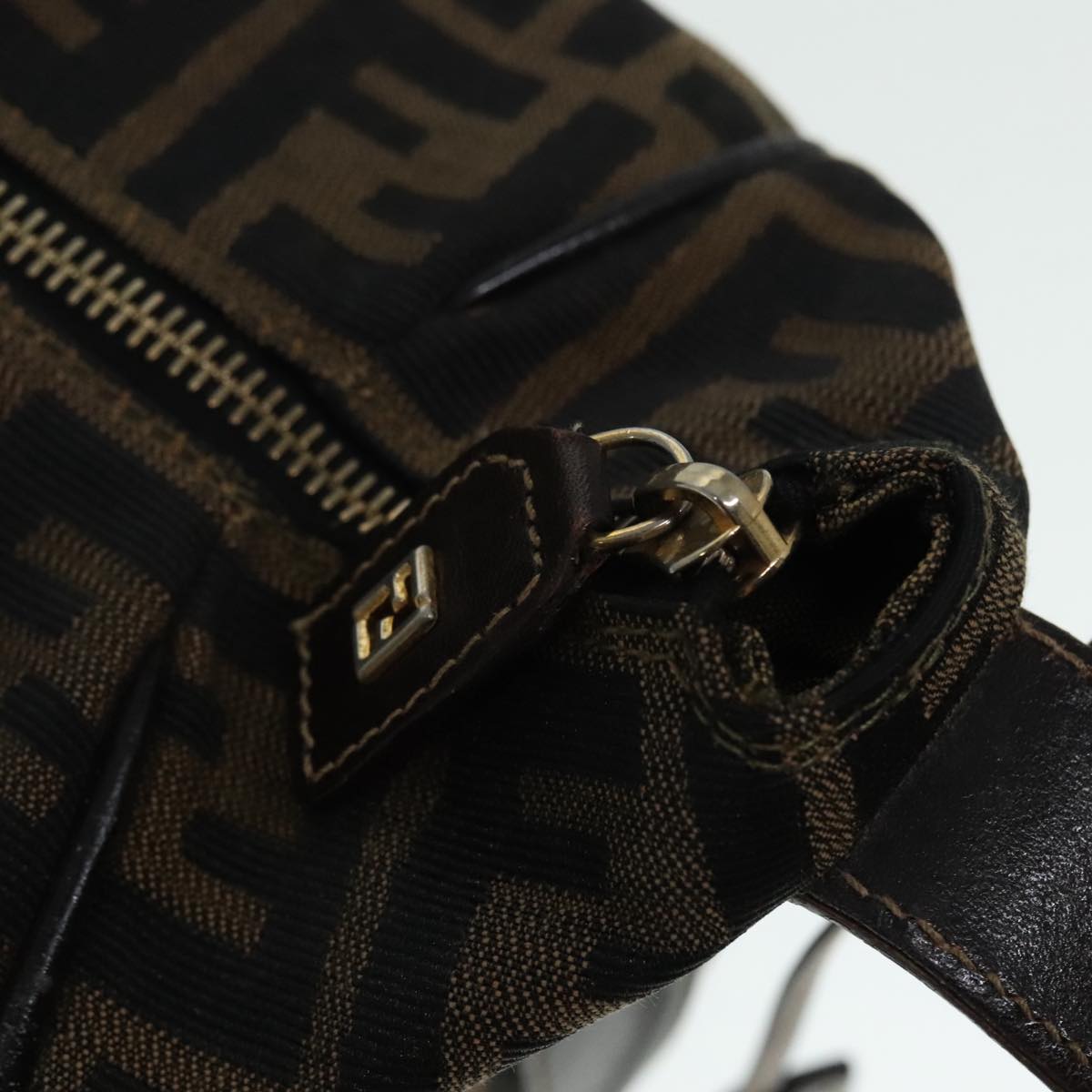 FENDI Zucca Canvas Vanity Hand Bag Brown92101