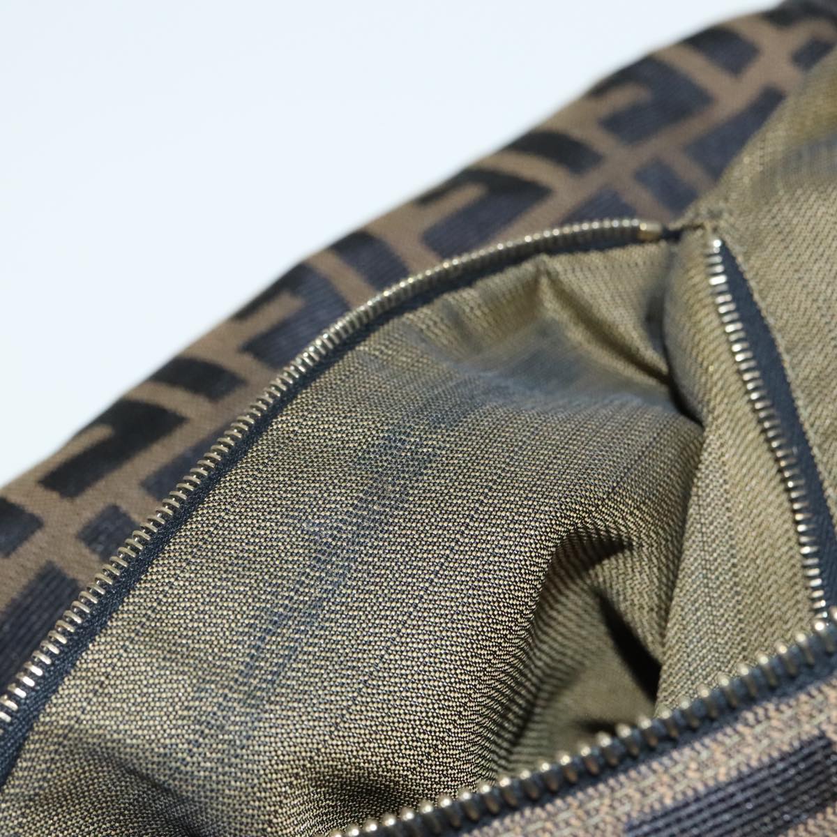 FENDI Zucca Canvas Vanity Hand Bag Brown92101
