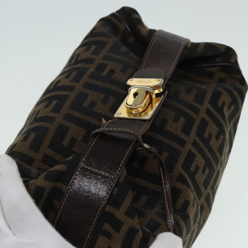 FENDI Zucca Canvas Vanity Hand Bag Brown92101