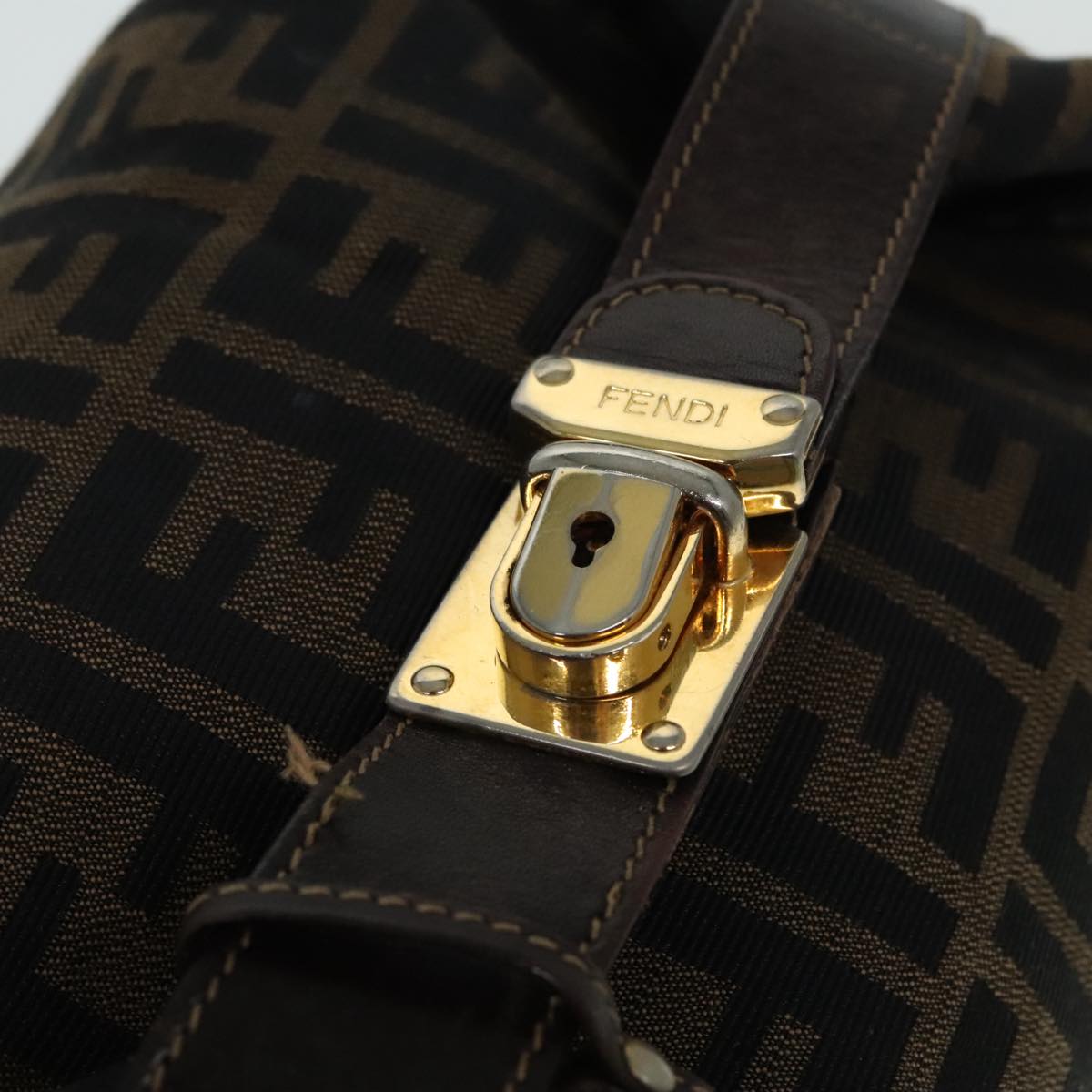 FENDI Zucca Canvas Vanity Hand Bag Brown92101