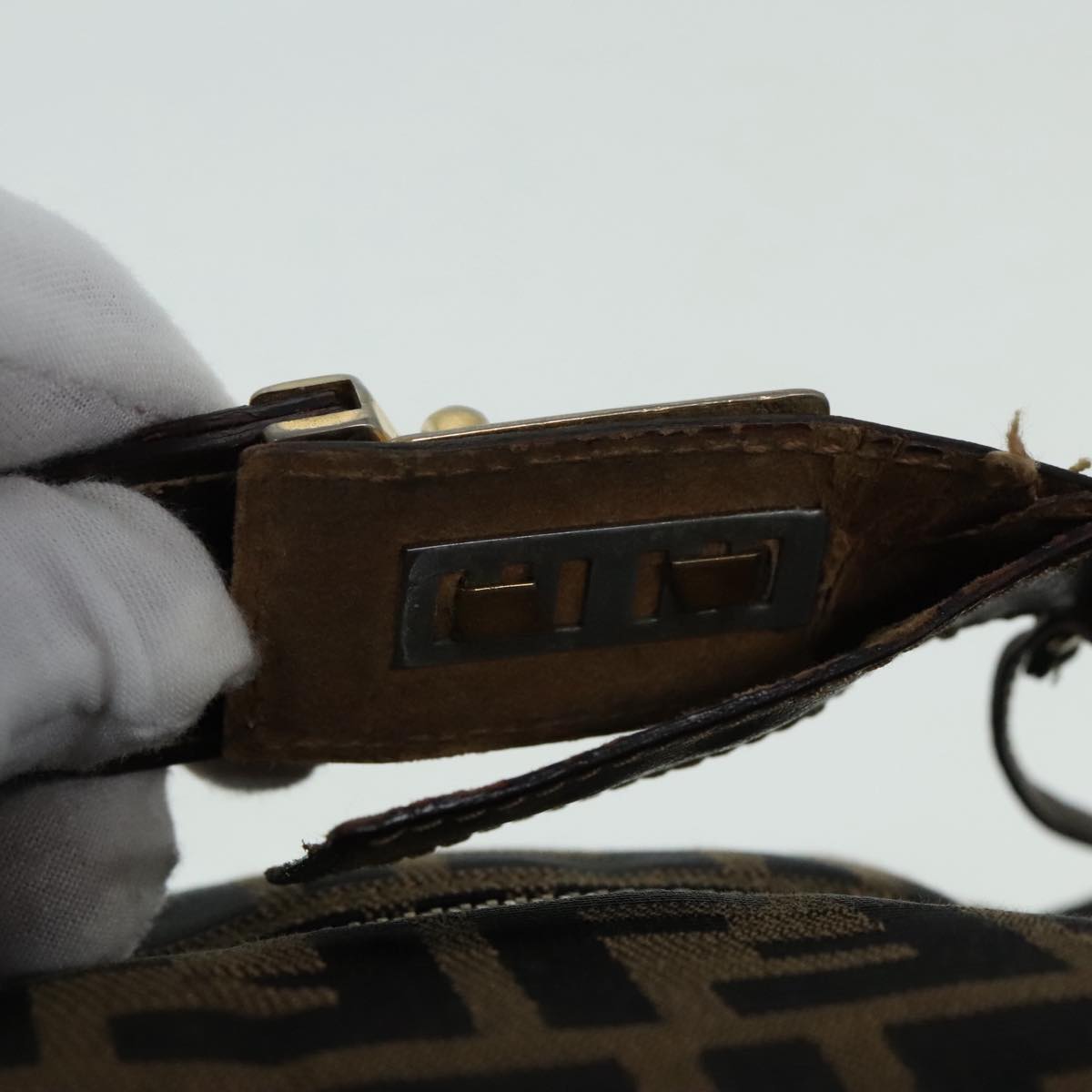 FENDI Zucca Canvas Vanity Hand Bag Brown92101