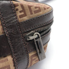FENDI Zucchino Handbag Canvas Leather Beige Brown