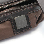 FENDI Zucchino Handbag Canvas Leather Beige Brown