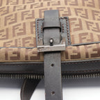 FENDI Zucchino Handbag Canvas Leather Beige Brown