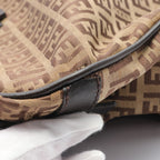 FENDI Zucchino Handbag Canvas Leather Beige Brown