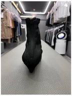 CELINE V-neck Booties Chelsea Boots Black