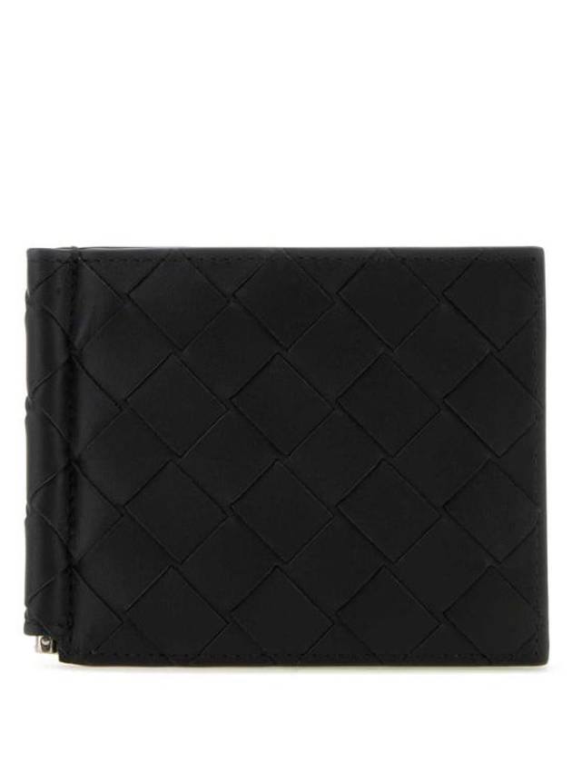 Bottega Veneta Intrecciato Money Clip Half Wallet Black
