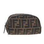 FENDI Zucca Canvas Pouch Brown Black Silver92188