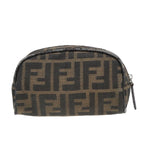 FENDI Zucca Canvas Pouch Brown Black Silver92188