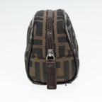 FENDI Zucca Canvas Pouch Brown Black Silver92188