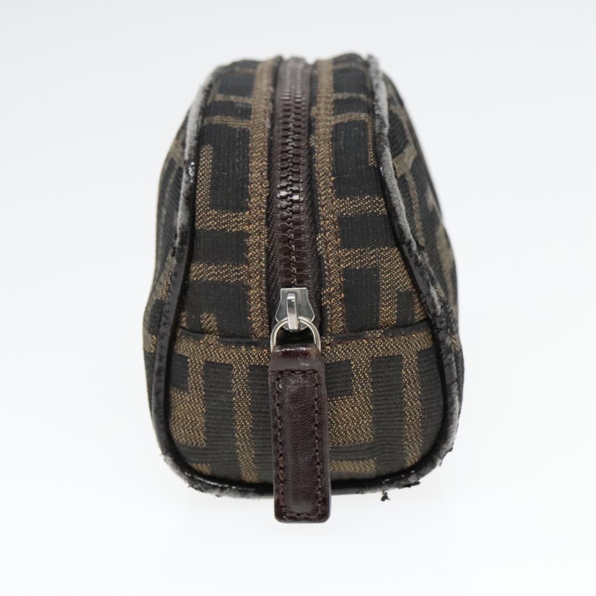 FENDI Zucca Canvas Pouch Brown Black Silver92188