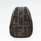 FENDI Zucca Canvas Pouch Brown Black Silver92188