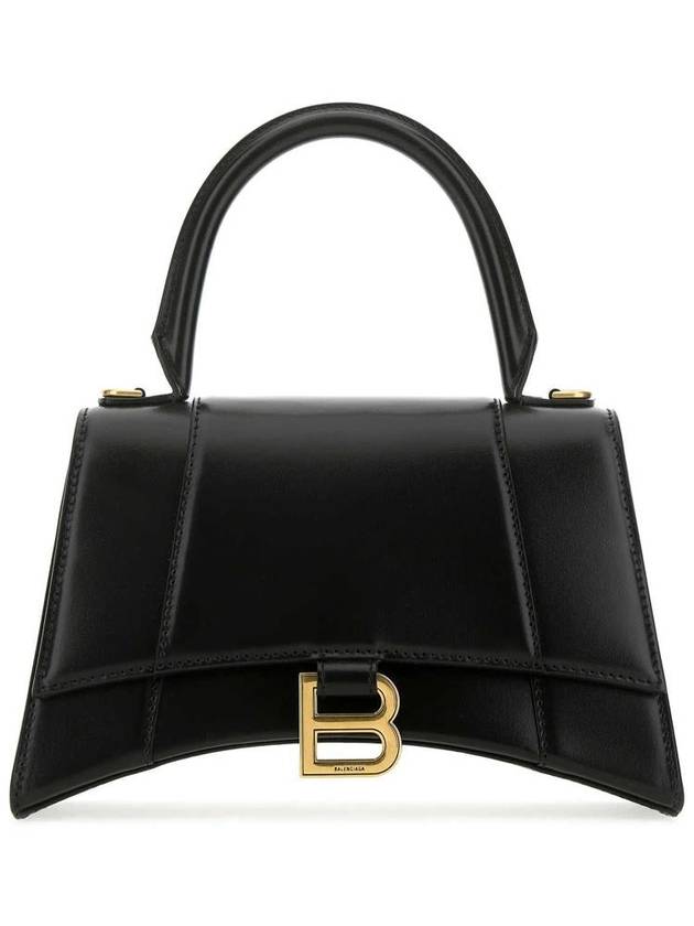 Balenciaga Hourglass Small Tote Bag in Shiny Box Calfskin Black