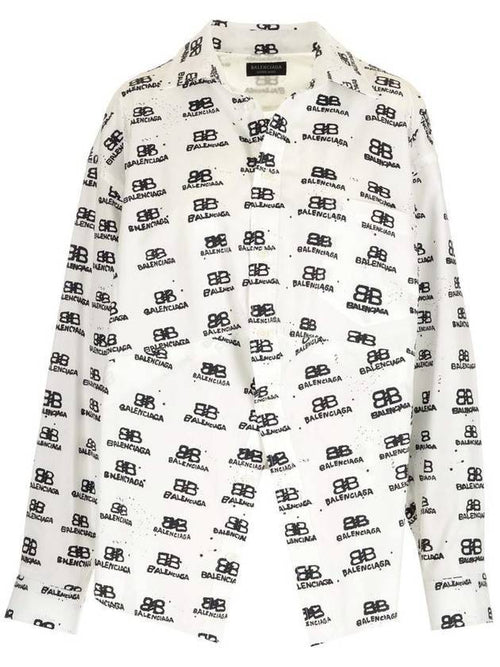 Balenciaga All Over Logo Shirt White