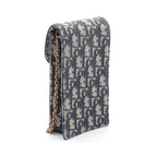 Dior Trotter Phone holder Chain shoulder bag Canvas Leather Navy Gray